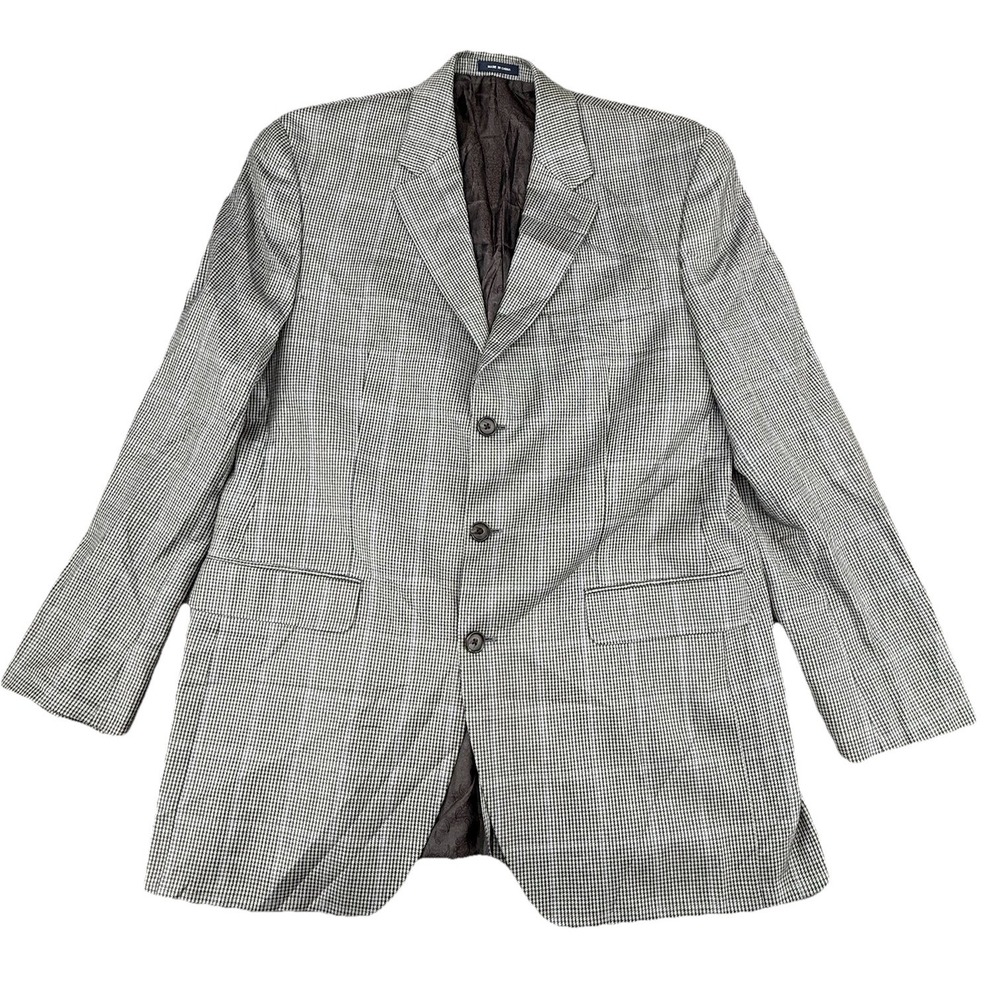 Ralph Lauren Sport Jacket‎ Mens 42L Wool Silk Cashmere Black Gray Micro Plaid